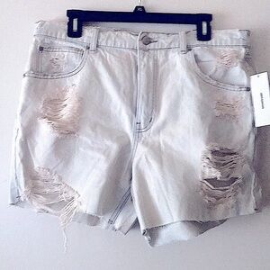 BDG high rise distressed jean shorts
